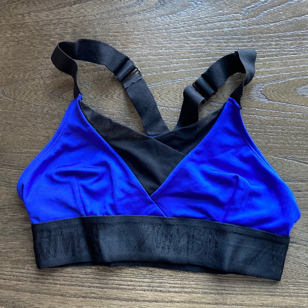 Zumba Fitness Sports Bra Navy Blue w/ Black Trim Adjustable Straps